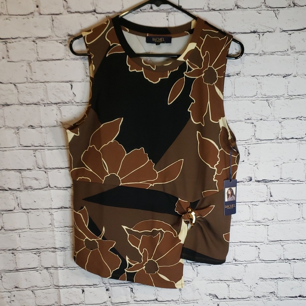 Bagatelle Black and Brown Floral Tank Top
